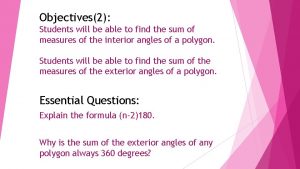 Objectives2 Students will be able to find the