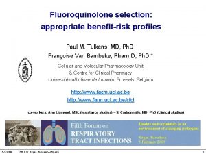 Fluoroquinolone selection appropriate benefitrisk profiles Paul M Tulkens