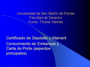 Universidad de San Martn de Porres Facultad de