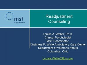 Readjustment Counseling Louise A Weller Ph D Clinical