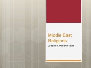 Middle East Religions Judaism Christianity Islam Judaism Based