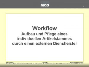 1 Workflow Aufbau und Pflege eines individuellen Artikelstammes