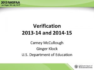 Verification 2013 14 and 2014 15 Carney Mc