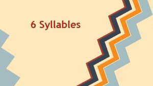 6 Syllables Why teach syllables and syllabication Teaching