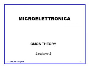 MICROELETTRONICA CMOS THEORY Lezione 2 1 Circuits Layout