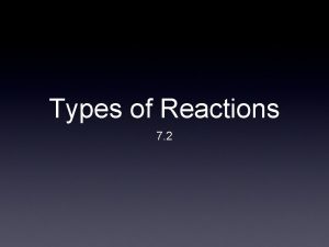 Types of Reactions 7 2 Classifying Reactions reactions