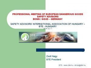 PROFESSIONAL MEETING OF EUROPEAN DANGEROUS GOODS SAFETY ADVISORS