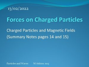 13022022 Forces on Charged Particles and Magnetic Fields