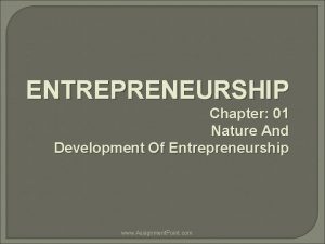ENTREPRENEURSHIP Chapter 01 Nature And Development Of Entrepreneurship