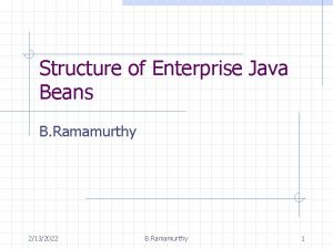Structure of Enterprise Java Beans B Ramamurthy 2132022