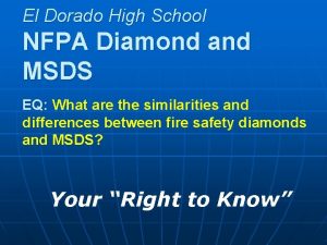 El Dorado High School NFPA Diamond and MSDS