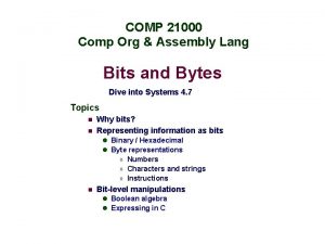 COMP 21000 Comp Org Assembly Lang Bits and