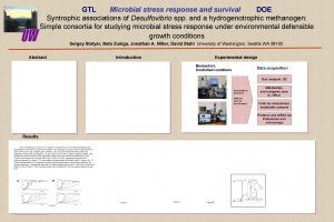 GTL Microbial stress response and survival DOE Syntrophic