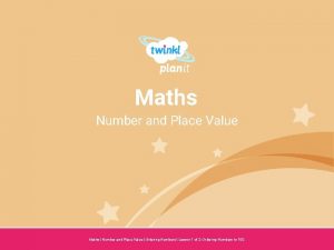 Maths Number and Place Value Year One Maths