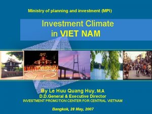Ministry of planning and investment MPI Investment Climate