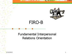 FIROB Fundamental Interpersonal Relations Orientation 2132022 1 1