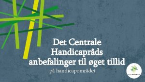 Det Centrale Handicaprds anbefalinger til get tillid p