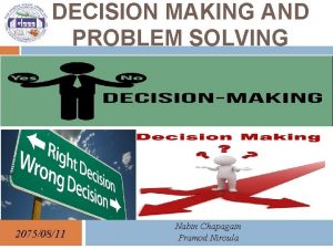 DECISION MAKING AND PROBLEM SOLVING 20750811 Nabin Chapagain
