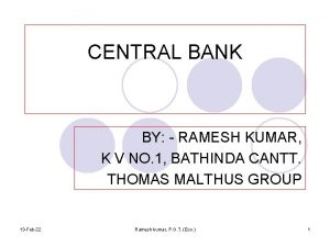 CENTRAL BANK BY RAMESH KUMAR K V NO