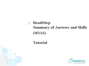 Readi Step Summary of Answers and Skills SOAS