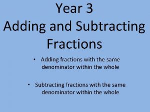 Year 3 Adding and Subtracting Fractions Adding fractions