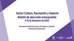 Sector Cultura Recreacin y Deporte Boletn de ejecucin