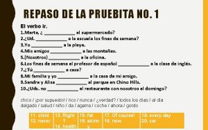 REPASO DE LA PRUEBITA NO 1 El verbo