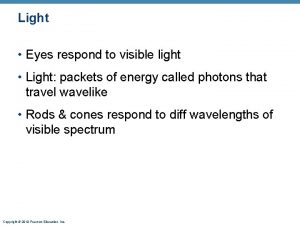 Light Eyes respond to visible light Light packets