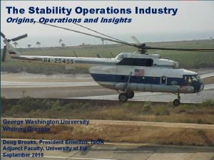 The Stability Operations Industry Origins Operations and Insights