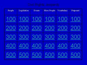 Civil Rights Jeopardy People Legislation Events More People