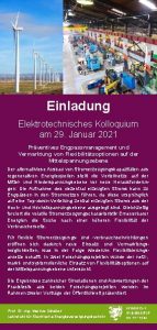 Einladung Elektrotechnisches Kolloquium am 29 Januar 2021 Prventives