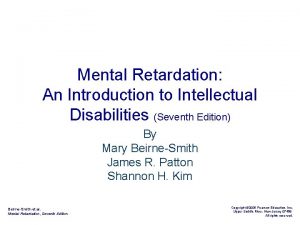 Mental Retardation An Introduction to Intellectual Disabilities Seventh