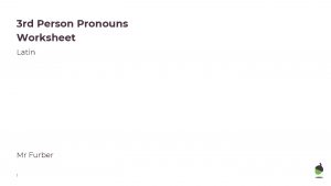 3 rd Person Pronouns Worksheet Latin Mr Furber