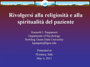 Rivolgersi alla religiosit e alla spiritualit del paziente