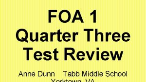 FOA 1 Quarter Three Test Review Anne Dunn