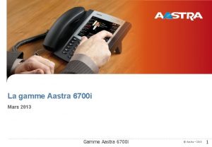 La gamme Aastra 6700 i Mars 2013 Gamme