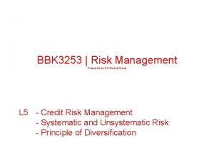 BBK 3253 Risk Management Prepared by Dr Khairul