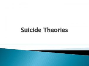 Suicide Theories So why are theories important 1
