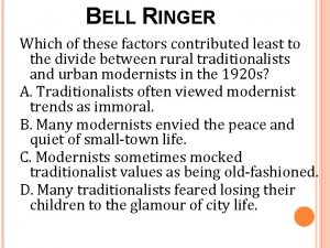 BELL RINGER Which of these factors contributed least