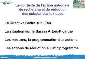 Le contexte de laction nationale de recherche et