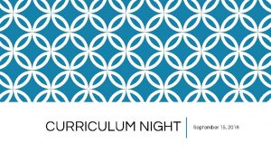 CURRICULUM NIGHT September 15 2016 INTRODUCTIONS AGENDA Literacy