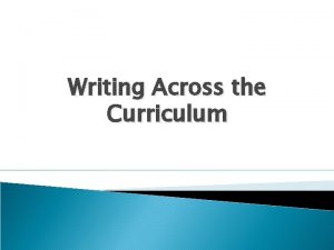 Writing Across the Curriculum Do you use writing