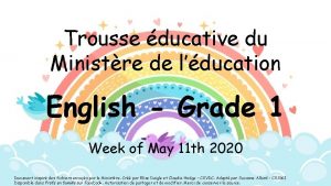 Trousse ducative du Ministre de lducation English Grade