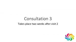 Consultation 3 Takes place two weeks after visit