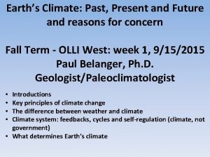 Earths Climate Past Present and Future and reasons