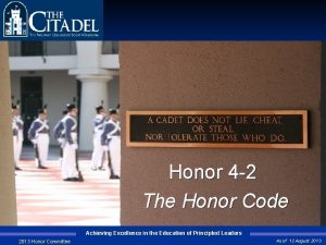 Honor 4 2 The Honor Code Achieving Excellence