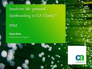 handson lab personal dashboarding in CA Clarity PPM