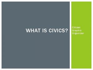 WHAT IS CIVICS Citizen Graphic Organizer GRAPHIC ORGANIZER