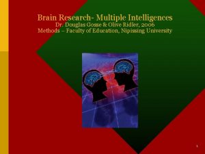 Brain Research Multiple Intelligences Dr Douglas Gosse Olive