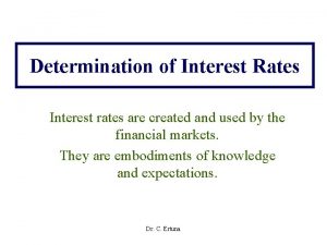 Determination of Interest Rates Interest rates are created